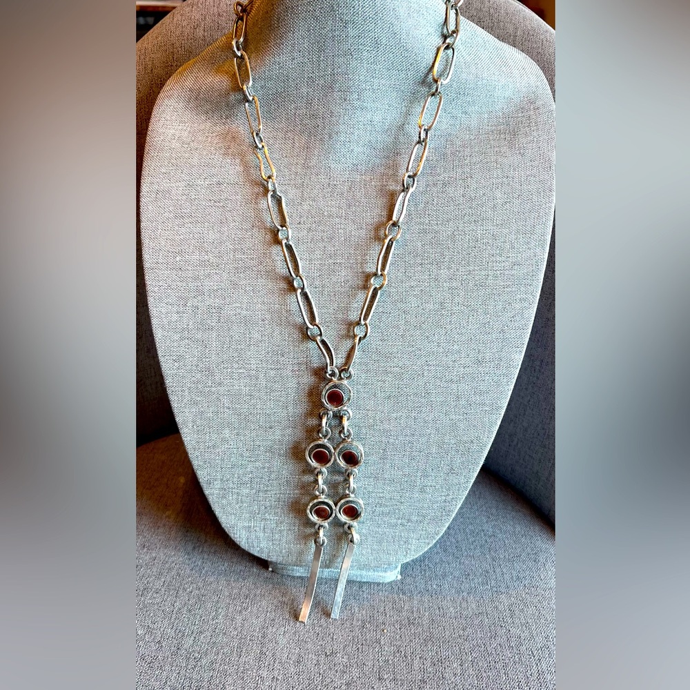 Lysgards Design Necklace Denmark Modernist Brutalist Pewter Chain Dangle Silver